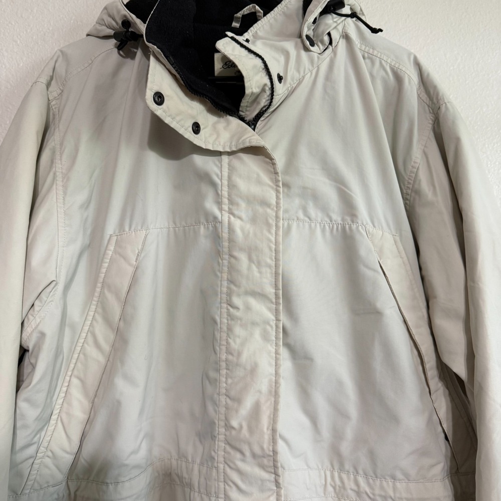 Vintage Eddie Bauer Parka Jacket Women's Size PXL Ivory Detachable Hood Full Zip - Picture 6 of 14